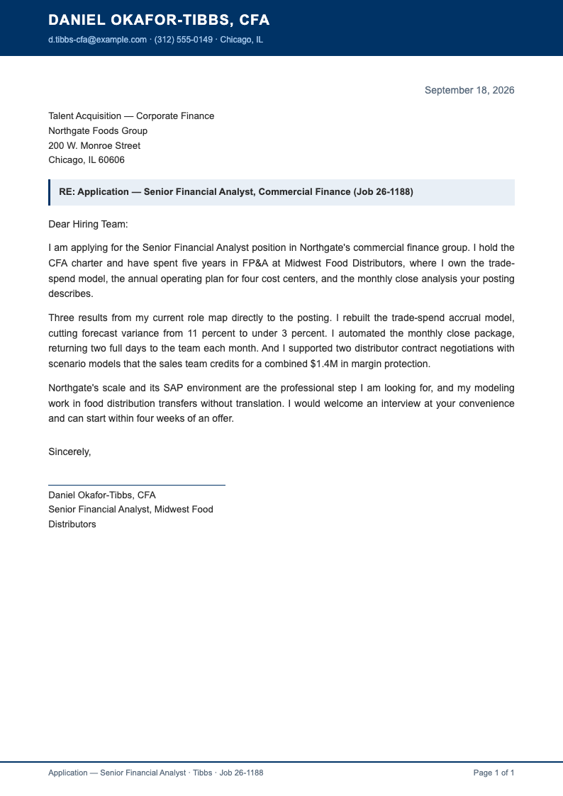 Corporate standard application letter